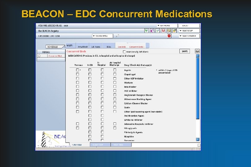 BEACON – EDC Concurrent Medications 