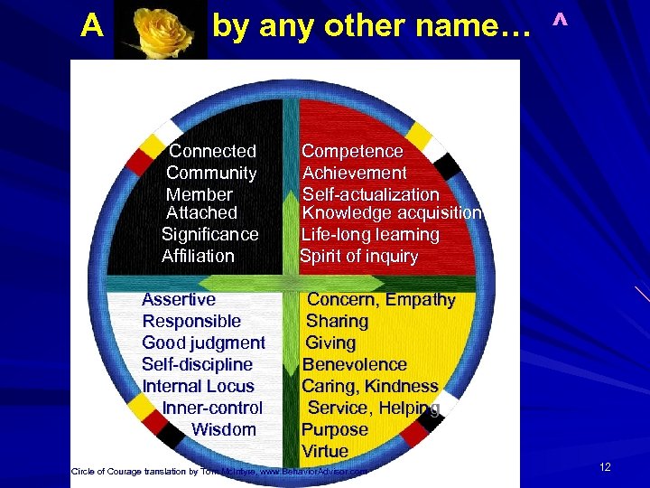 A by any other name… ^ Connected Competence Community Achievement Member Self-actualization Attached Knowledge