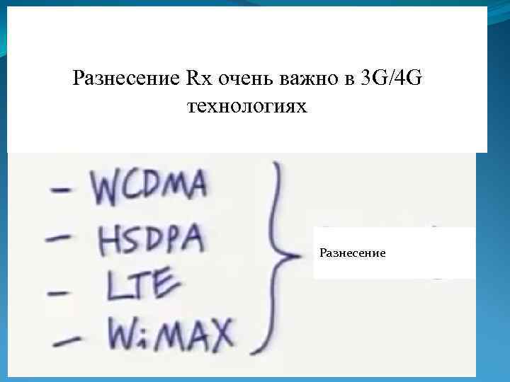 Разнесение Rx очень важно в 3 G/4 G технологиях Разнесение 