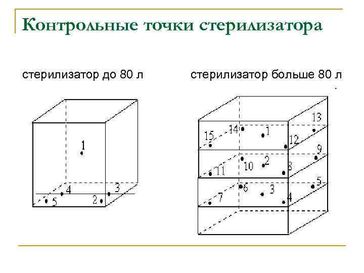 Расположение контрольных точек в паровых стерилизаторах рисунок