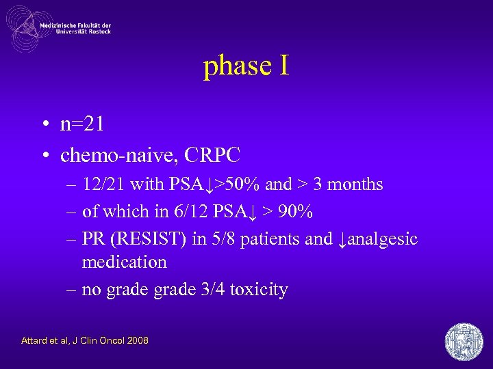 phase I • n=21 • chemo-naive, CRPC – 12/21 with PSA↓>50% and > 3