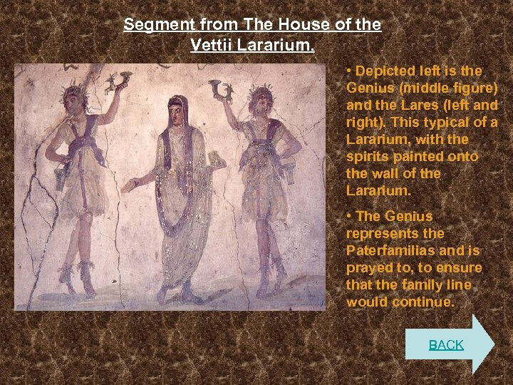 Segment from The House of the Vettii Lararium. • Depicted left is the Genius