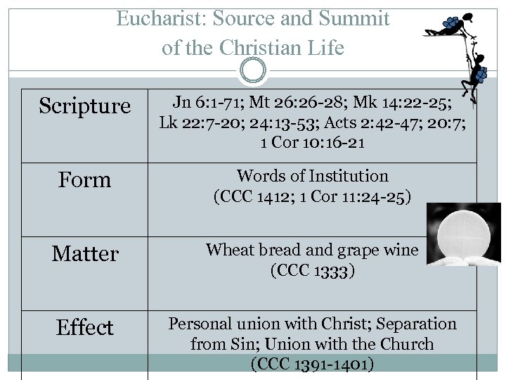 Eucharist: Source and Summit of the Christian Life Scripture Jn 6: 1 -71; Mt