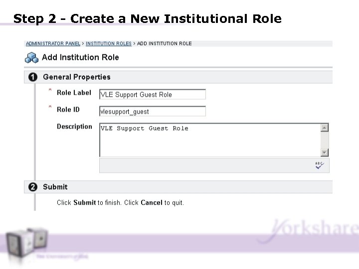 Step 2 - Create a New Institutional Role 