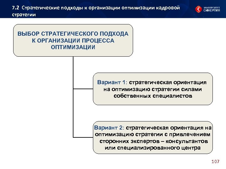 7. 2 Стратегические подходы к организации оптимизации кадровой стратегии ВЫБОР СТРАТЕГИЧЕСКОГО ПОДХОДА К ОРГАНИЗАЦИИ