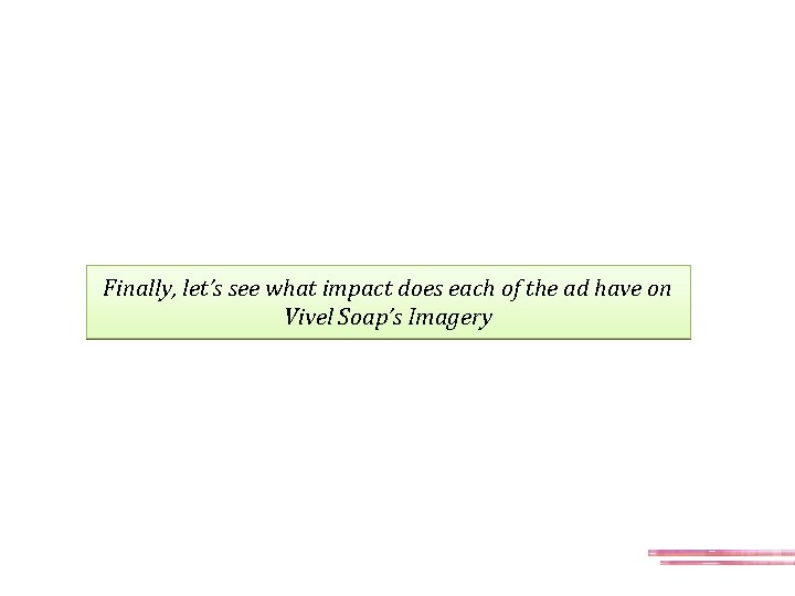 Finally, let’s see what impact does each of the ad have on Vivel Soap’s