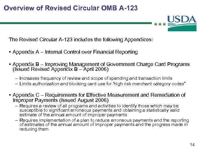 Introduction To Internal Control OMB Circular A-123 Appendix