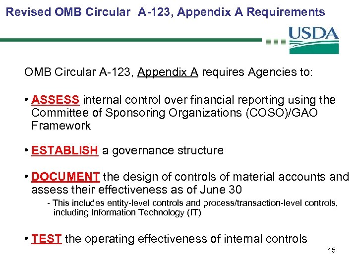 Introduction To Internal Control OMB Circular A-123 Appendix