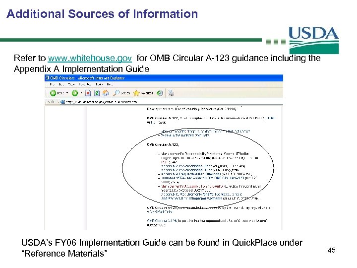 Additional Sources of Information Refer to www. whitehouse. gov for OMB Circular A-123 guidance