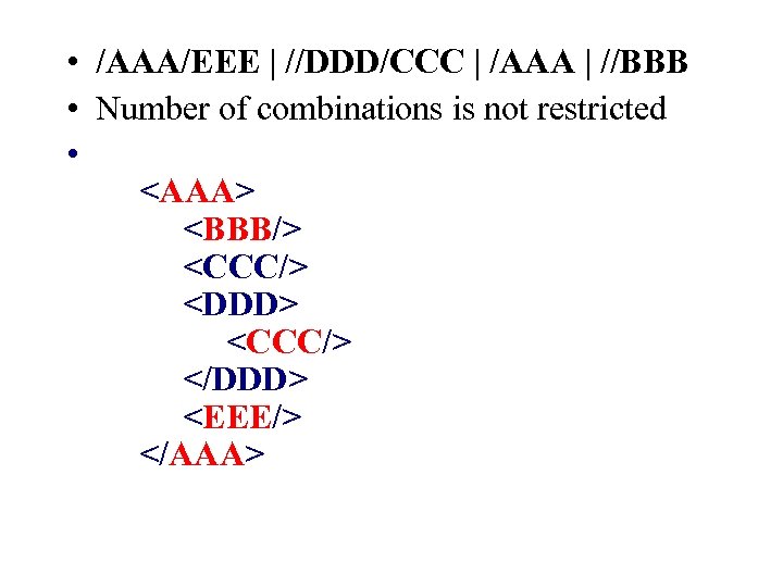  • /AAA/EEE | //DDD/CCC | /AAA | //BBB • Number of combinations is