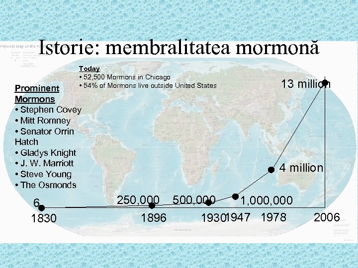 Istorie: membralitatea mormonă Today • 52, 500 Mormons in Chicago • 54% of Mormons