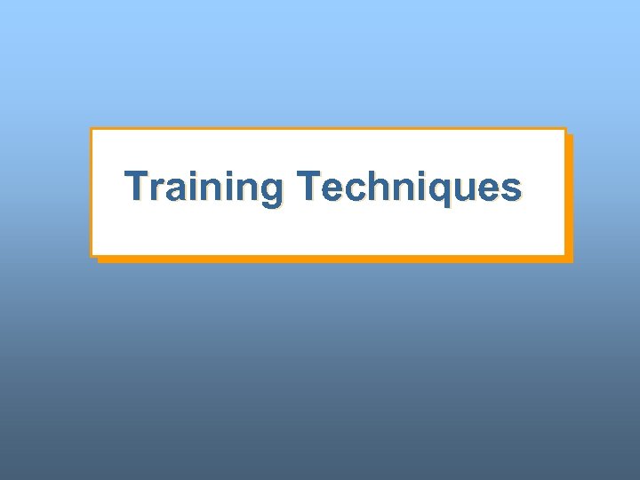 Training Techniques 