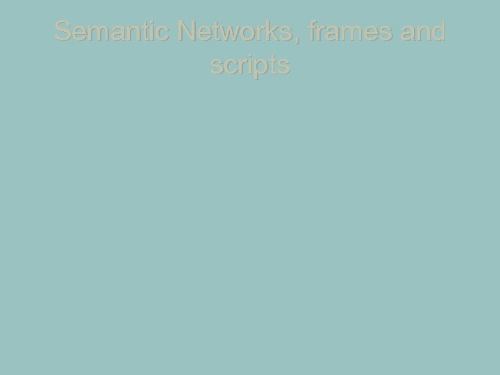 Semantic Networks, frames and scripts 