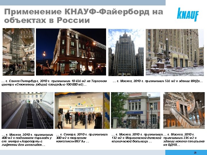 Применение КНАУФ-Файерборд на объектах в России … г. Санкт Петербург, 2010 г. применение 10