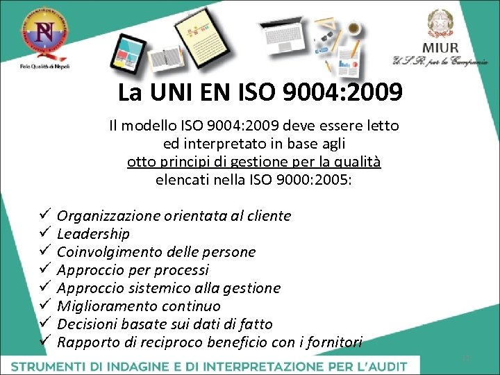 La UNI EN ISO 9004: 2009 Il modello ISO 9004: 2009 deve essere letto