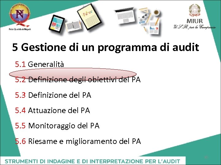 5 Gestione di un programma di audit 5. 1 Generalità 5. 2 Definizione degli