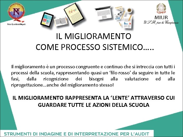IL MIGLIORAMENTO COME PROCESSO SISTEMICO…. . Il miglioramento è un processo congruente e continuo