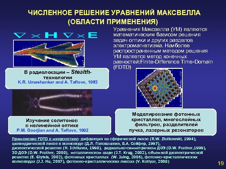  ЧИСЛЕННОЕ РЕШЕНИЕ УРАВНЕНИЙ МАКСВЕЛЛА (ОБЛАСТИ ПРИМЕНЕНИЯ) В радиолокации – Stealthтехнологии Уравнения Максвелла (УМ)