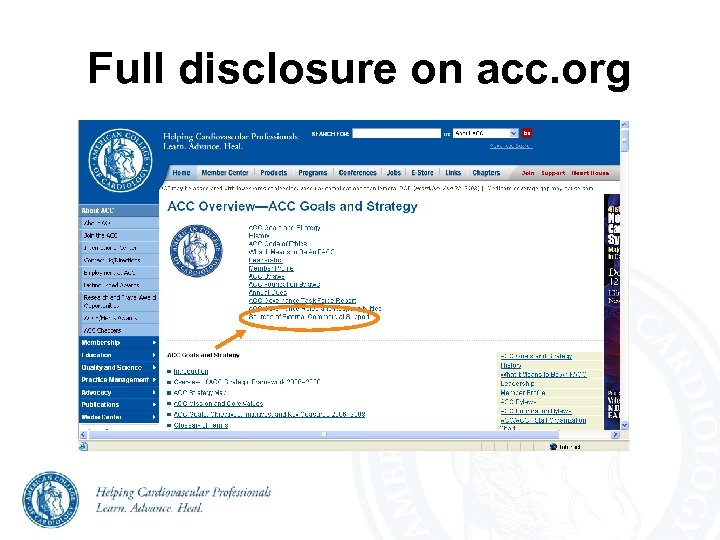Full disclosure on acc. org 