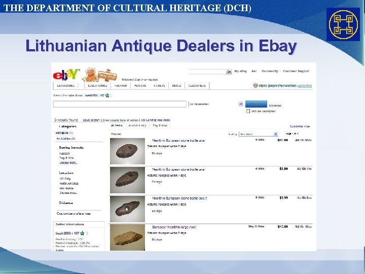 THE DEPARTMENT OF CULTURAL HERITAGE (DCH) Lithuanian Antique Dealers in Ebay 