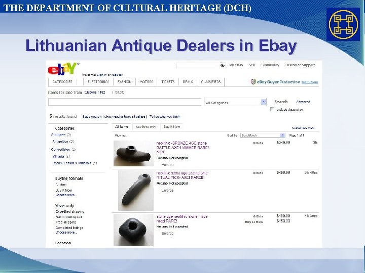THE DEPARTMENT OF CULTURAL HERITAGE (DCH) Lithuanian Antique Dealers in Ebay 