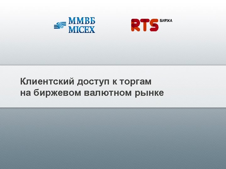 Клиентский доступ к торгам на биржевом валютном рынке 