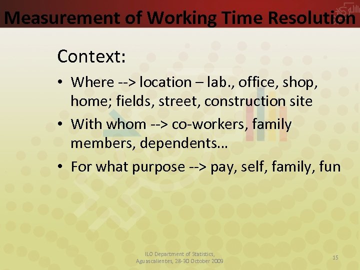 Measurement of Working Time Resolution Context: • Where --> location – lab. , office,