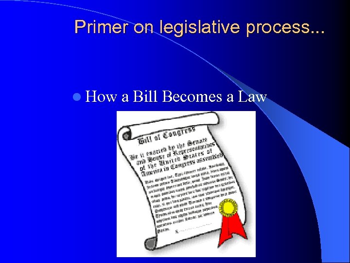 Primer on legislative process. . . l How a Bill Becomes a Law 