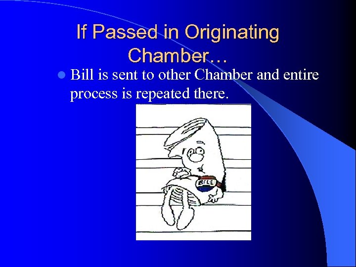 If Passed in Originating Chamber… l Bill is sent to other Chamber and entire