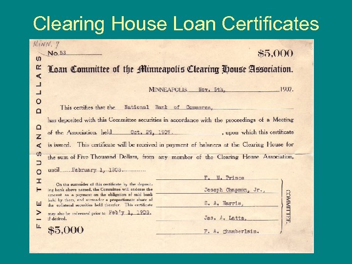 Clearing House Loan Certificates 