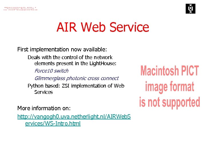 AIR Web Service First implementation now available: Deals with the control of the network