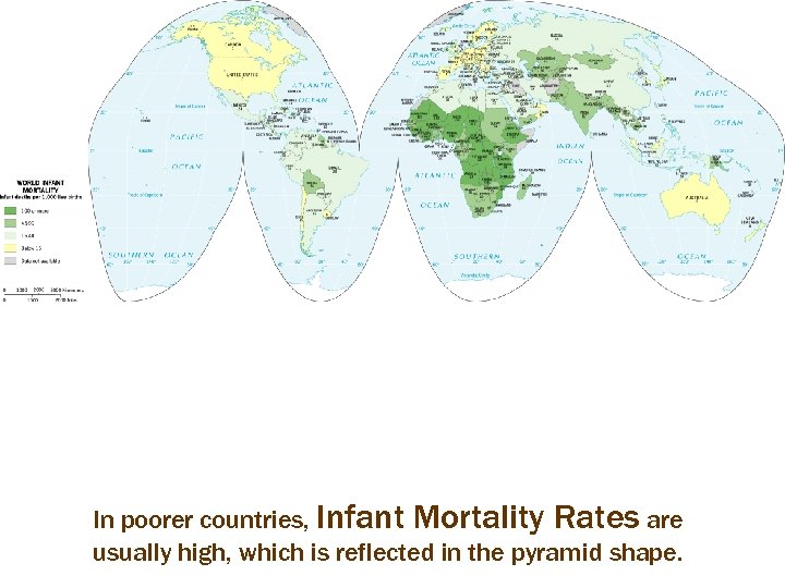 In poorer countries, Infant Mortality Rates are usually high, which is reflected in the