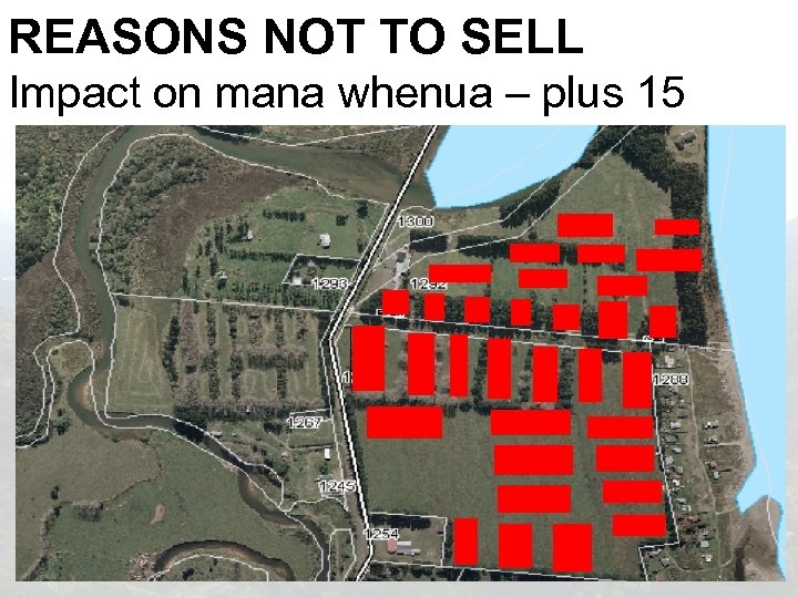 REASONS NOT TO SELL Impact on mana whenua – plus 15 