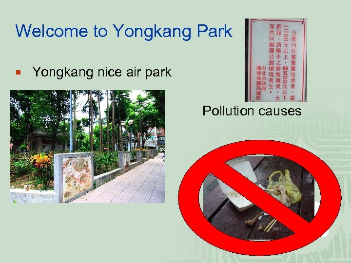 Welcome to Yongkang Park ¡ Yongkang nice air park Pollution causes 