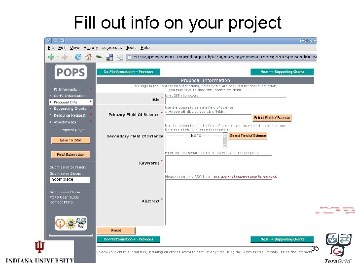 Fill out info on your project 35 