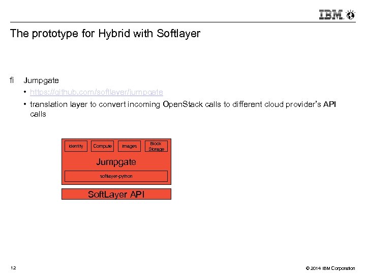 The prototype for Hybrid with Softlayer Jumpgate • https: //github. com/softlayer/jumpgate • translation layer