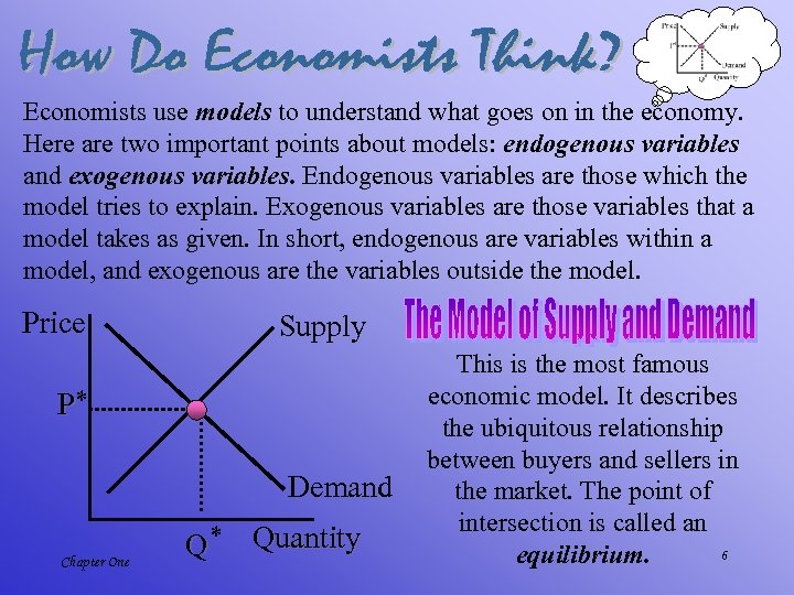 Economists use models to understand what goes on in the economy. Here are two