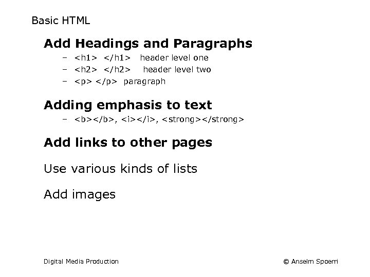 Basic HTML Add Headings and Paragraphs – <h 1> </h 1> header level one