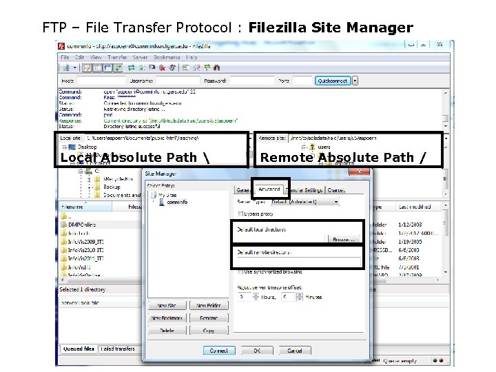 FTP – File Transfer Protocol : Filezilla Site Manager Local Absolute Path  Digital