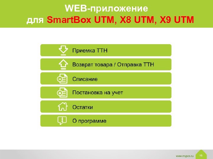 WEB-приложение для Smart. Box UTM, X 8 UTM, X 9 UTM www. mypos. ru
