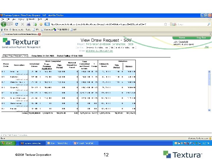 © 2008 Textura Corporation 12 