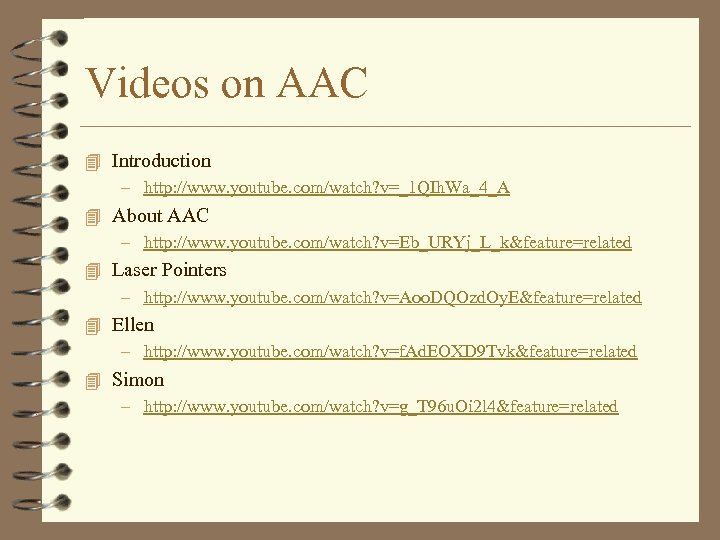 Videos on AAC 4 Introduction – http: //www. youtube. com/watch? v=_1 QIh. Wa_4_A 4