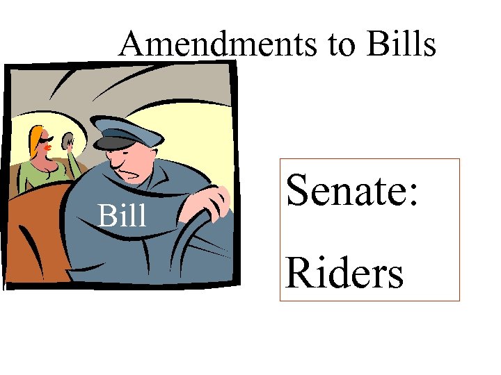 Amendments to Bills Bill Senate: Riders 