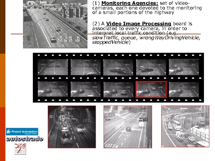 (1) Monitoring Agencies: set of videocameras, each one devoted to the monitoring of a