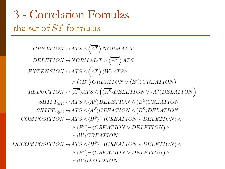 3 - Correlation Fomulas the set of ST-formulas 