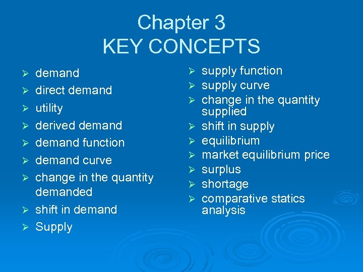 Chapter 3 KEY CONCEPTS Ø Ø Ø Ø Ø demand direct demand utility derived