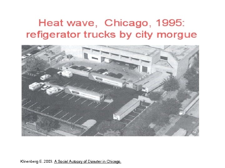 Klinenberg E. 2003. A Social Autopsy of Disaster in Chicago. 