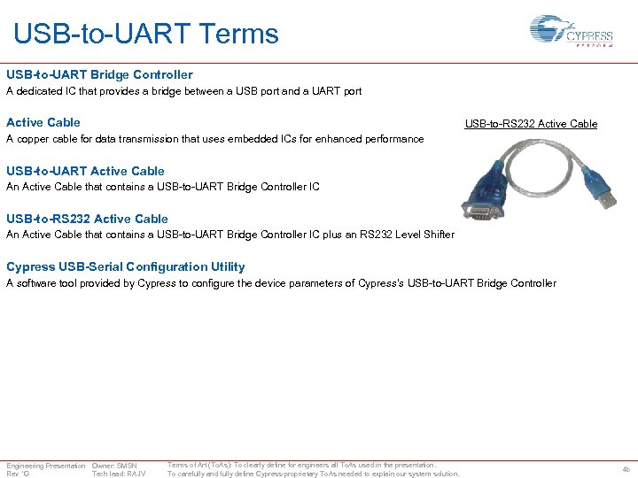 USB-to-UART Terms USB-to-UART Bridge Controller A dedicated IC that provides a bridge between a