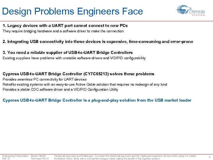 Design Problems Engineers Face 1. Legacy devices with a UART port cannot connect to