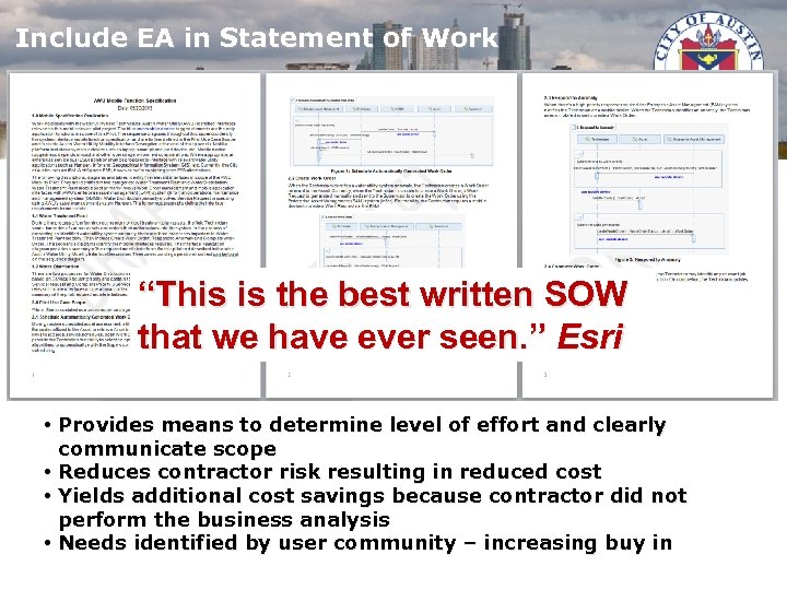 Include EA in Statement of Work “This is the best written SOW that we